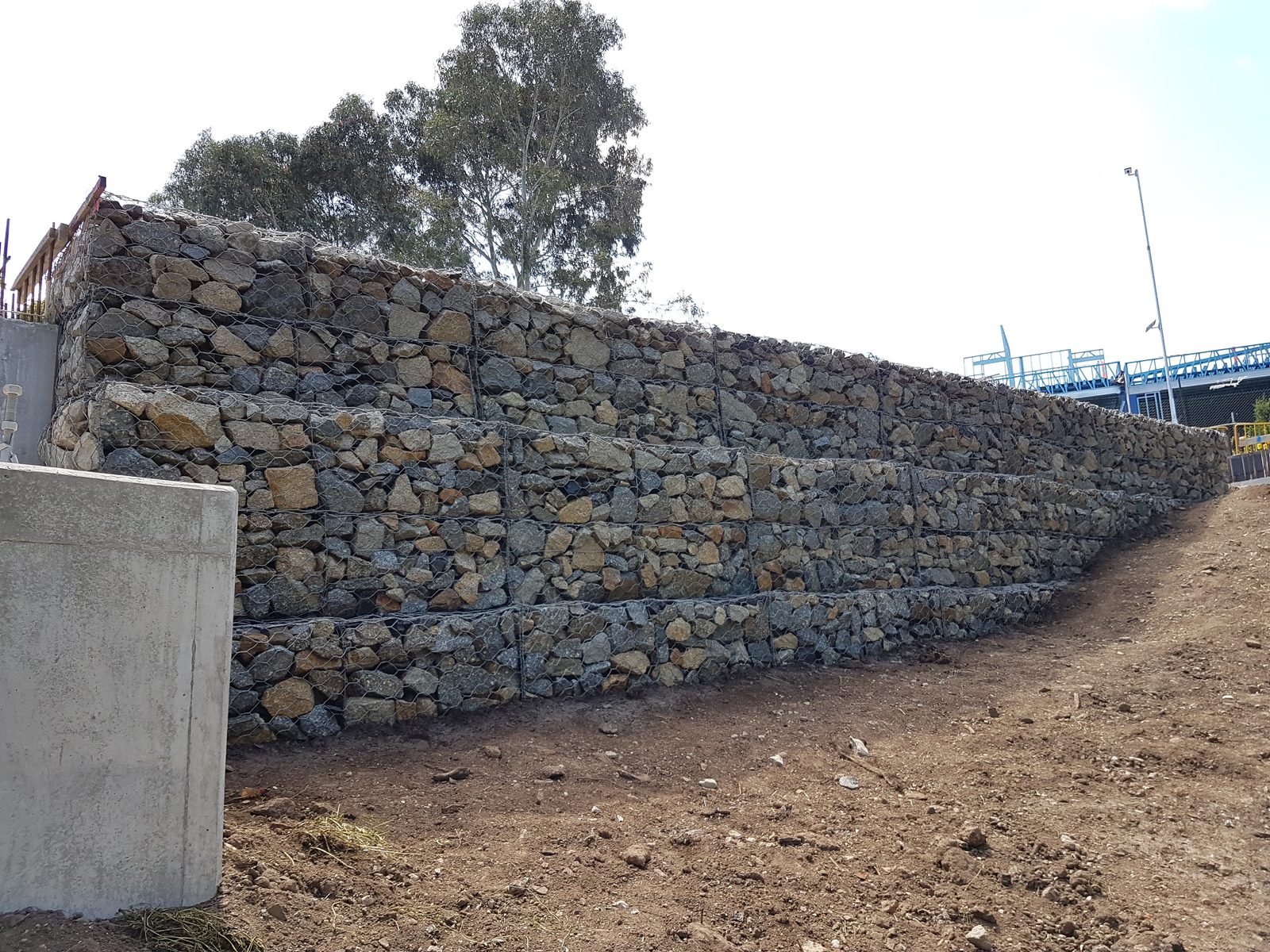 Gabion baskets stabilising an embankment